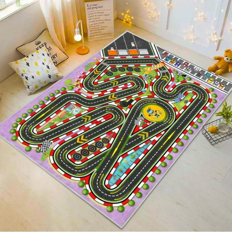 Bedroom Mat Large Size Kids Play Game Mats Easy-care Floor Mat for Living Room Puzzle Game Track Mats
