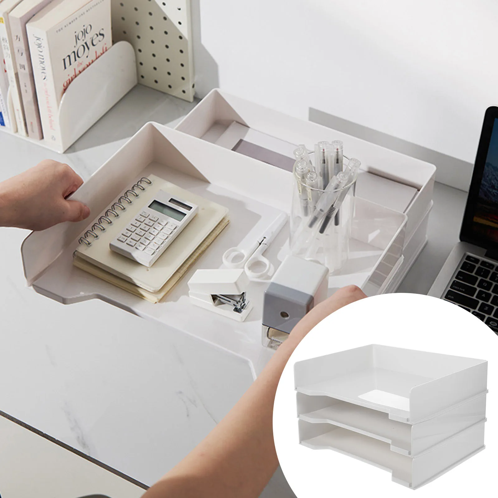 3pcs File Storage Boxes Transparent Desk ganizers Office Supplies Stationery Containers Document Shelf Desktop Storage