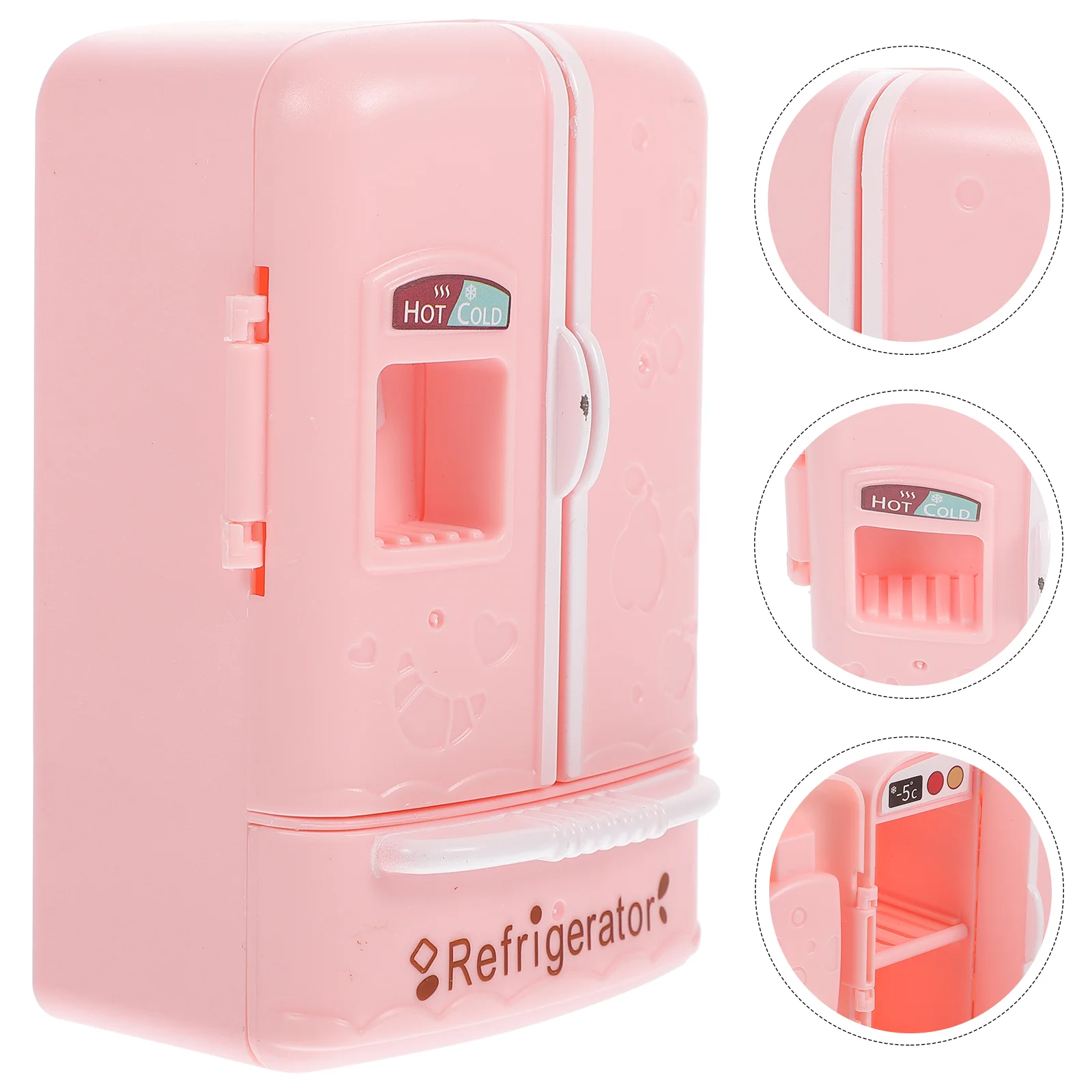 

House Mini Simulation Double-open Refrigerator Miniature Kitchen Scene Prop Model (pink) Toy Fridge Tiny for Decor Props