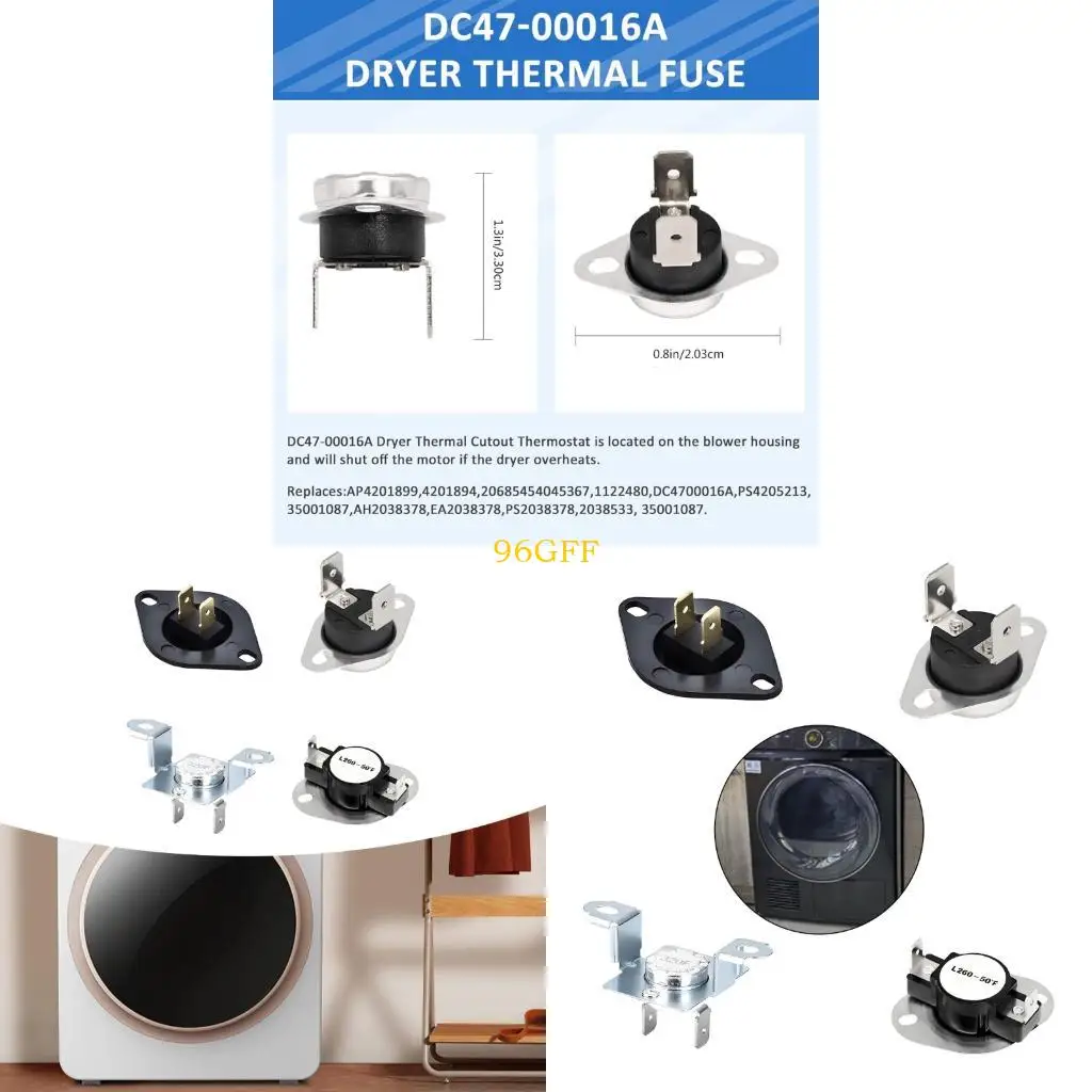 96GF Practical Replacement Part Dryer Thermostat Suitable for Dryers Provide Accurate Temperature Regulation Prevents Damage