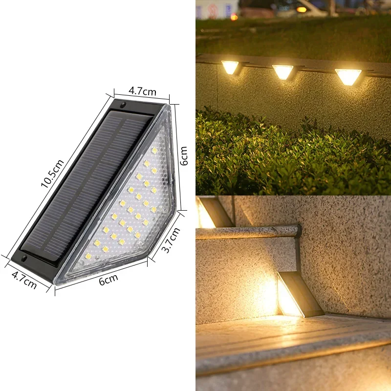 LED Step Lamp Stair Light Outdoor IP67 Waterproof Solar Light With Lens Anti-theft Design Decor Lighting For Garden Deck Path