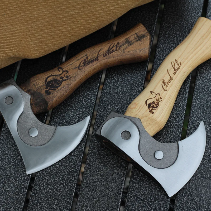 22cm High-quality Walnut Wood Forging T actical Small Hand Axe Convenient Outdoor Self-defense Felling and Splitting Tool