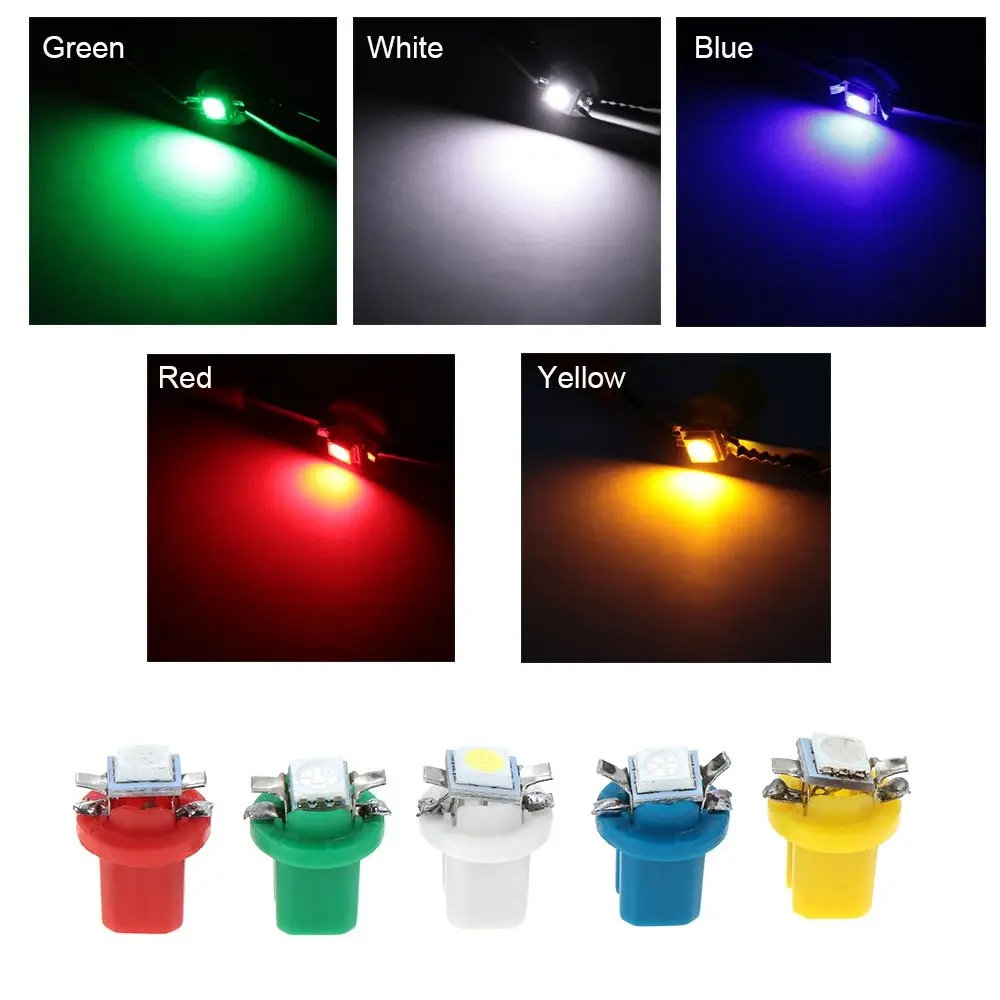 10Pcs Dashboard instrument Light Car Gauge Speed Dash Bulb Wedge Interior Lamp B8.5D 509T B8.5 5050 Led 1 SMD T5 Lamp