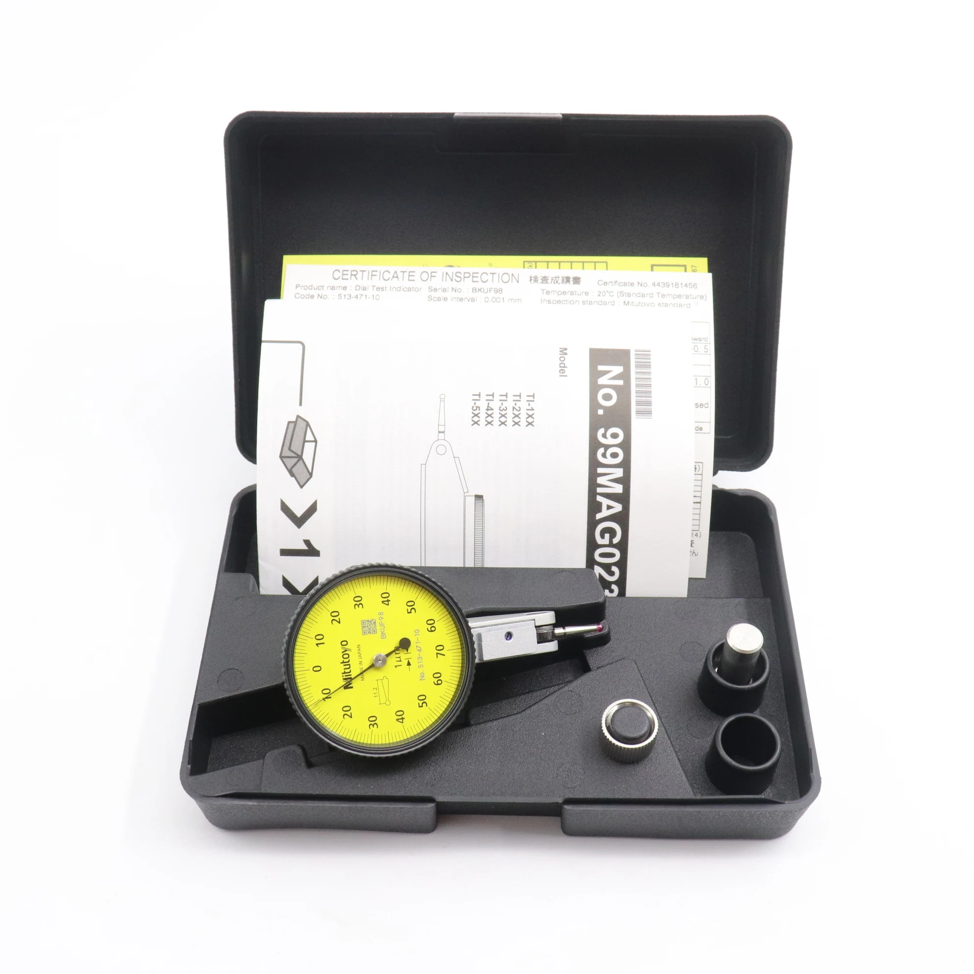 Mitutoyo 0-0.14mmx0.001mm Large Micron Dial Test Indicator with Ruby Ball Head 513-471-10E