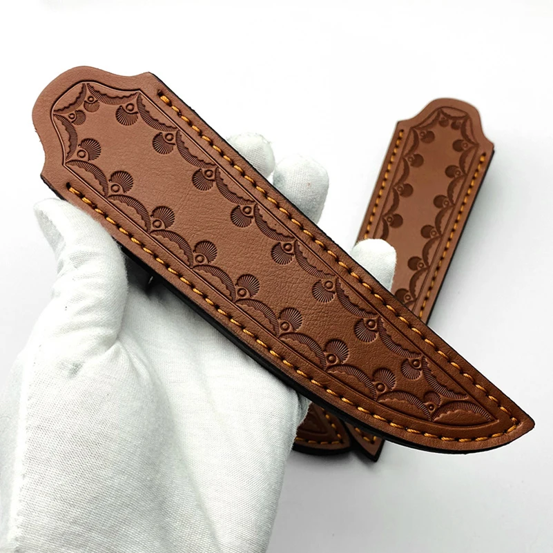 1pc Genuine Cowhide Fixed Blade Knife Scabbard Outdoor Straight Knives Cow Leather Sheath Cover Storage Bag Pants with Belt view 3