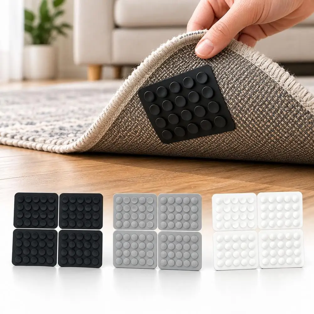 4pcs Anti-Slip Carpet Pads Reusable Easy-to-Install Rug Grippers, Prevent Slipping, Curling, and Shifting, Floor Fixing Stickers