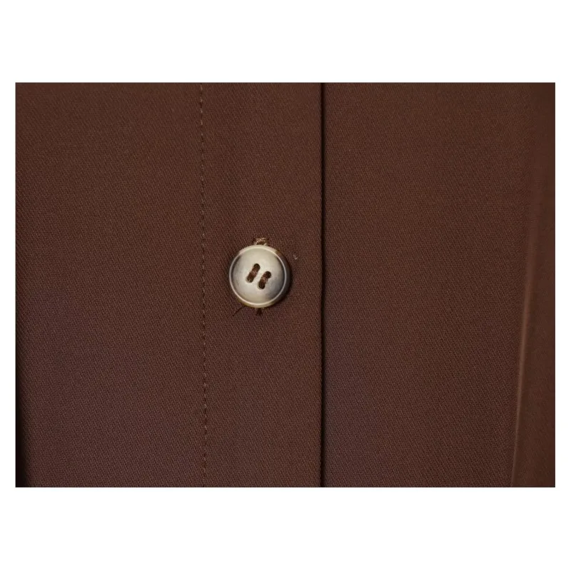 المرأة بدوره إلى أسفل طوق قميص بأكمام طويلة الخريف حزام الكتف الزينة أضعاف الحاشية الأمامية زر عادية الإناث القمم