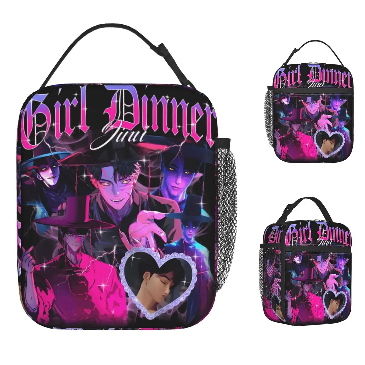 

KPop Demon Hunters Lunch Bag Jinu Outdoor Picnic Lunch Box Girls Fun Print Thermal Tote Handbags Oxford Convenient Cooler Bag