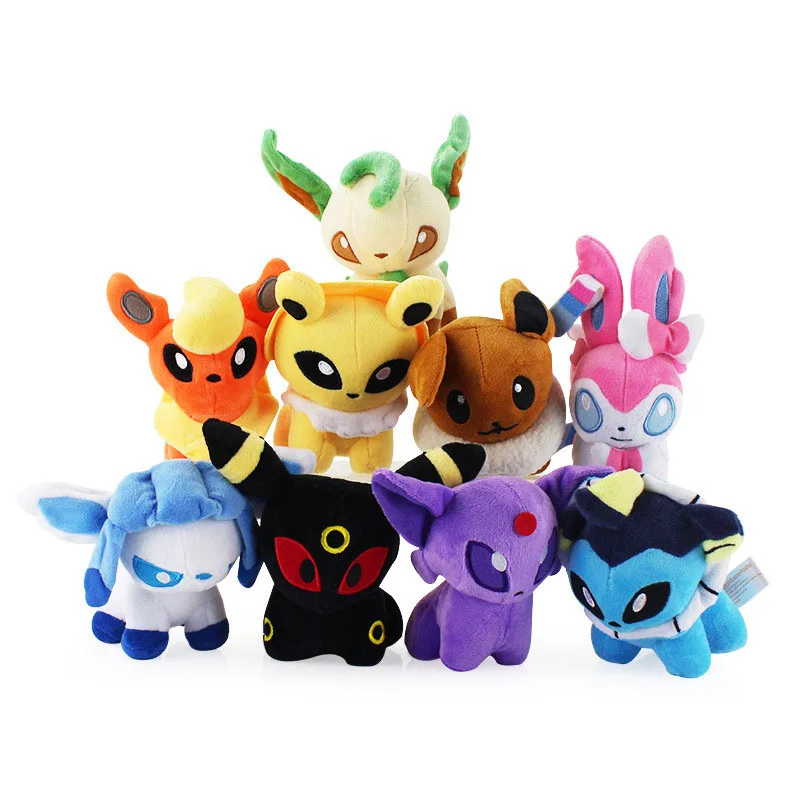 

9pcs/lot TAKARA TOMY Pokemon 13cm Eevee Espeon Sylveon Leafeon Glaceon Umbreon Flareon Vaporeon Plush Toys Doll Gifts