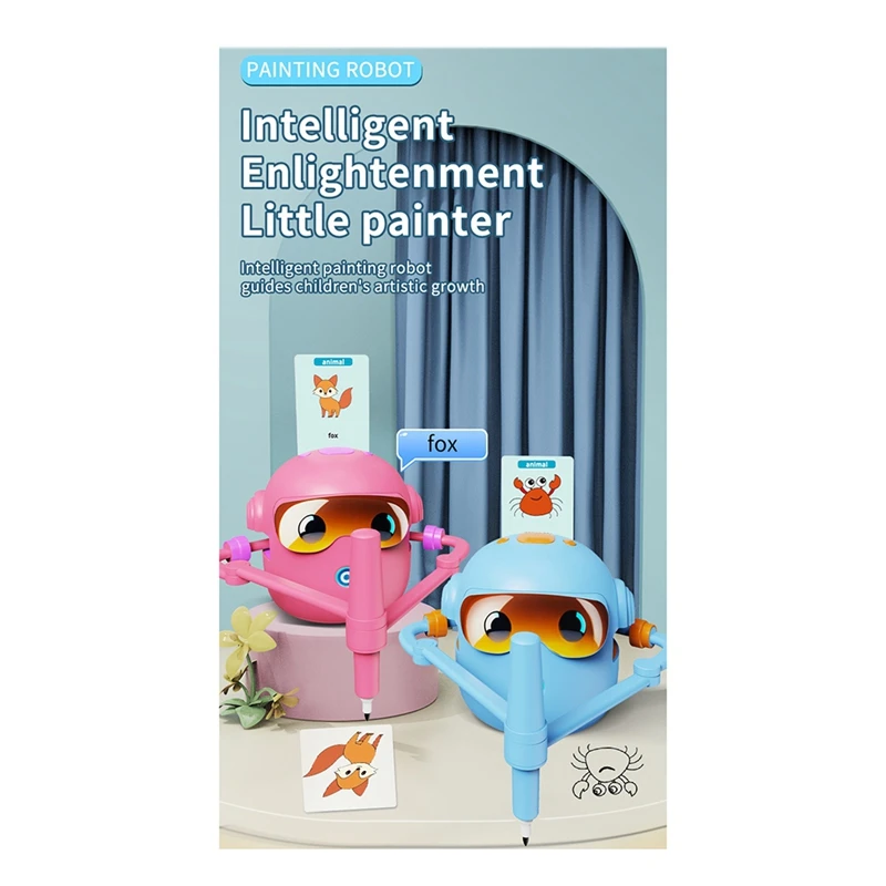 Educational Drawing Robot for Kids Interactive Learning Toy for Early Childhood Enlightenment Pink-A57M