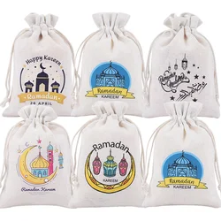 5/10/20pcs Eid Mubarak Candy Bags Ramadan Kareem Decoration Cookies Gifts Packing Drawstring Bag For Islamic Muslim Party Supply