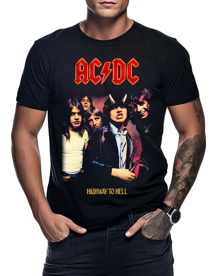 ACDC Highway To Hell T-Shirt hommes et femmes à manches courtes marque de luxe T-shirt rétro Hip Hop surdimensionné hauts été Streetwear