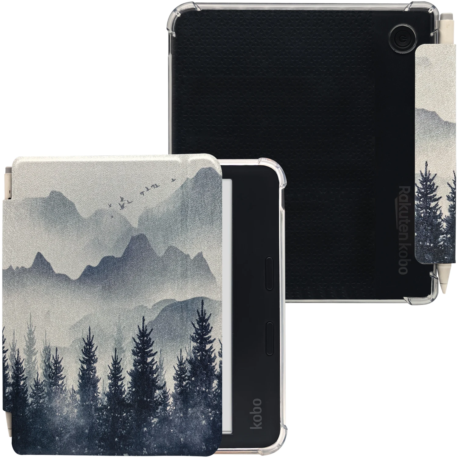 Étui pour Kobo Libra Colour (2024) 7 pouces, ultra-fin, avec fonction veille/réveil automatique, dos transparent en TPU, fermeture magnétique, support pour stylet