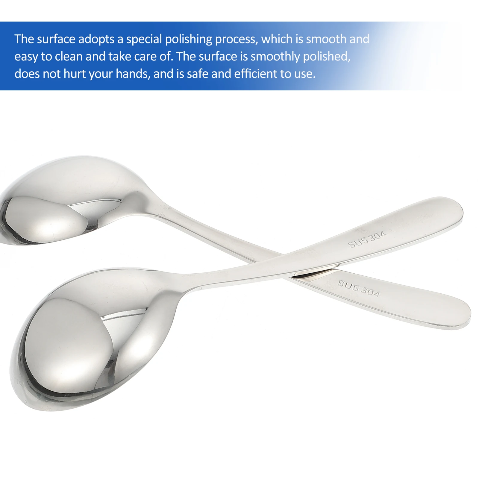 

2 pcs Stainless Steel Soup Spoon Polished Smooth Non-Rusting For Dessert Yogurt Ice Cream Rice Pudding Home Coffee Shop