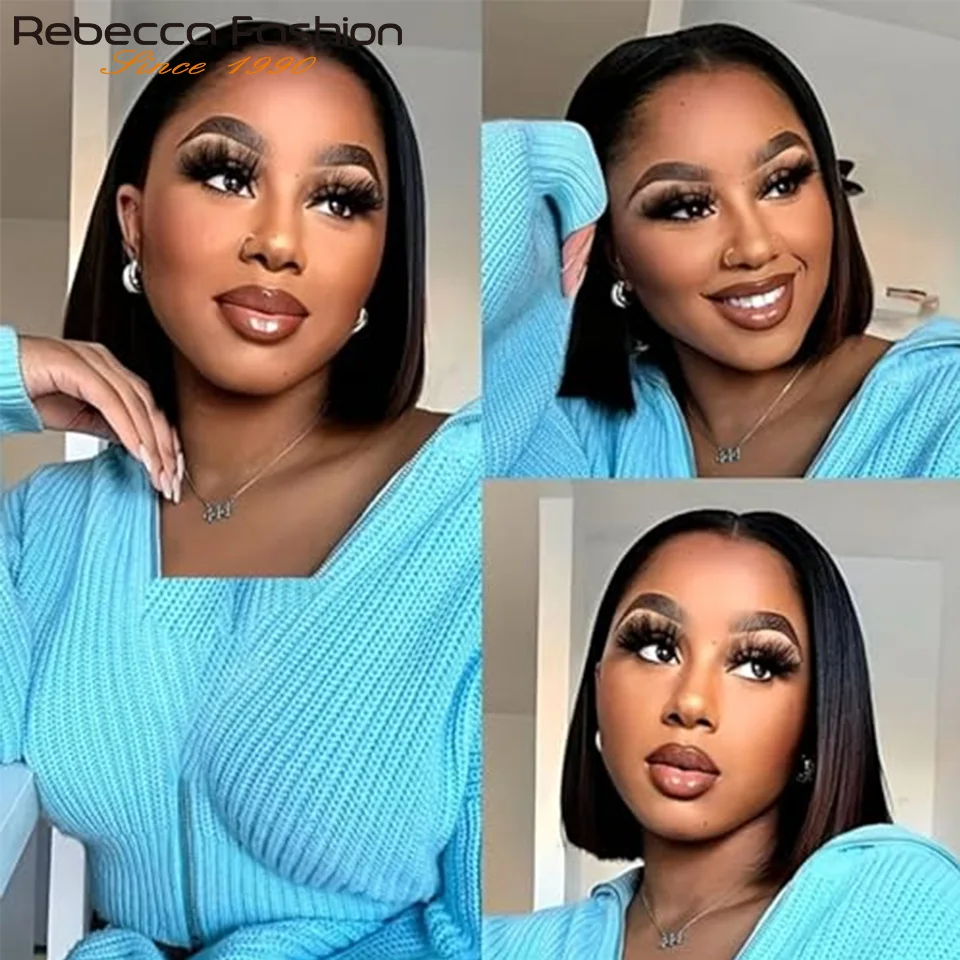 Put On And Go Short Straight Bob 100% Human Hair Lace Wig For Women Brazilian Remy Hair Pixie Middle Part Lace Easy Wear