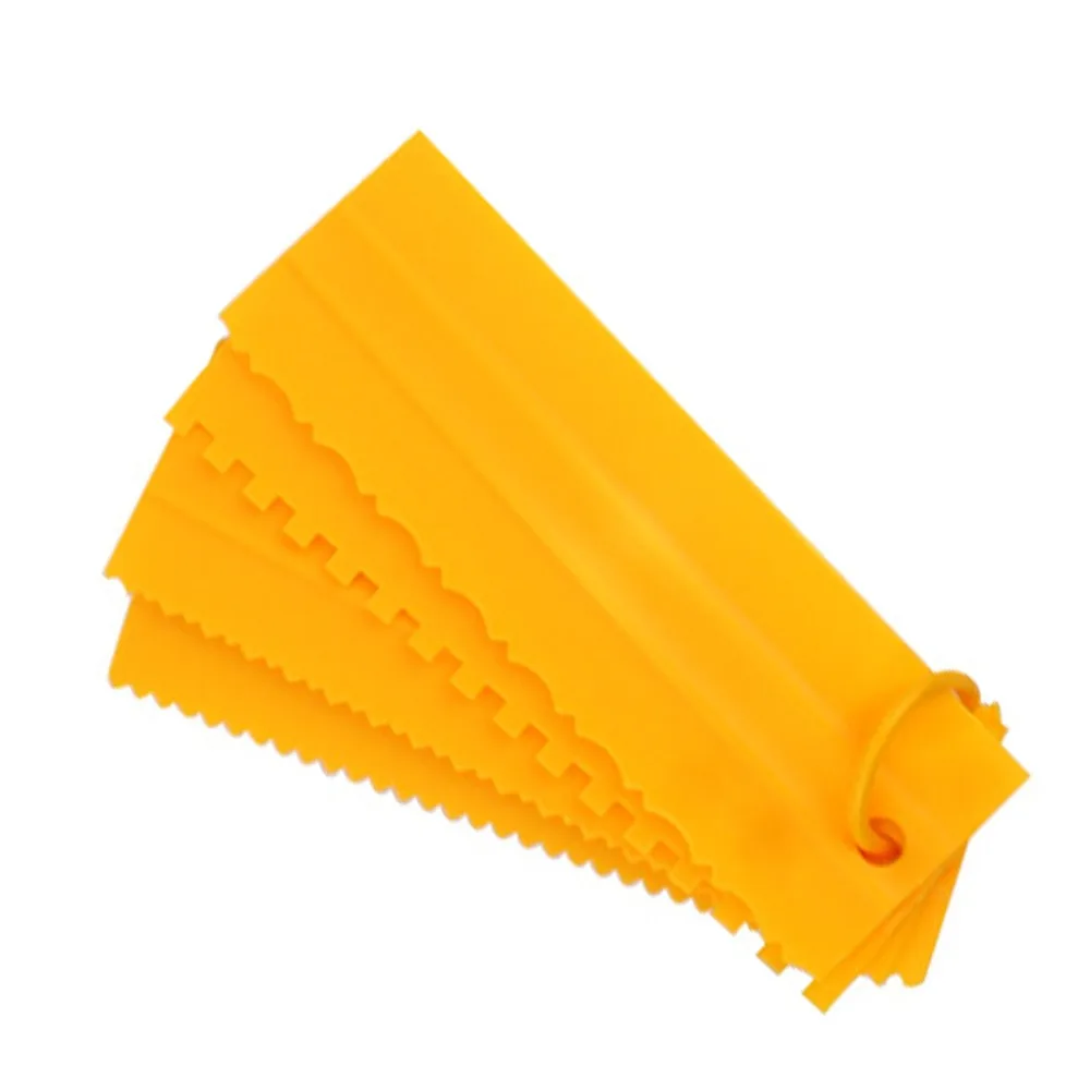 4Pcs PP Cake Scraper Set 8 Inch Sawtooth Edge Cake Decorating Comb Hanging Hook Design Multi-Style Pattern Mousse Cake Tool DIY
