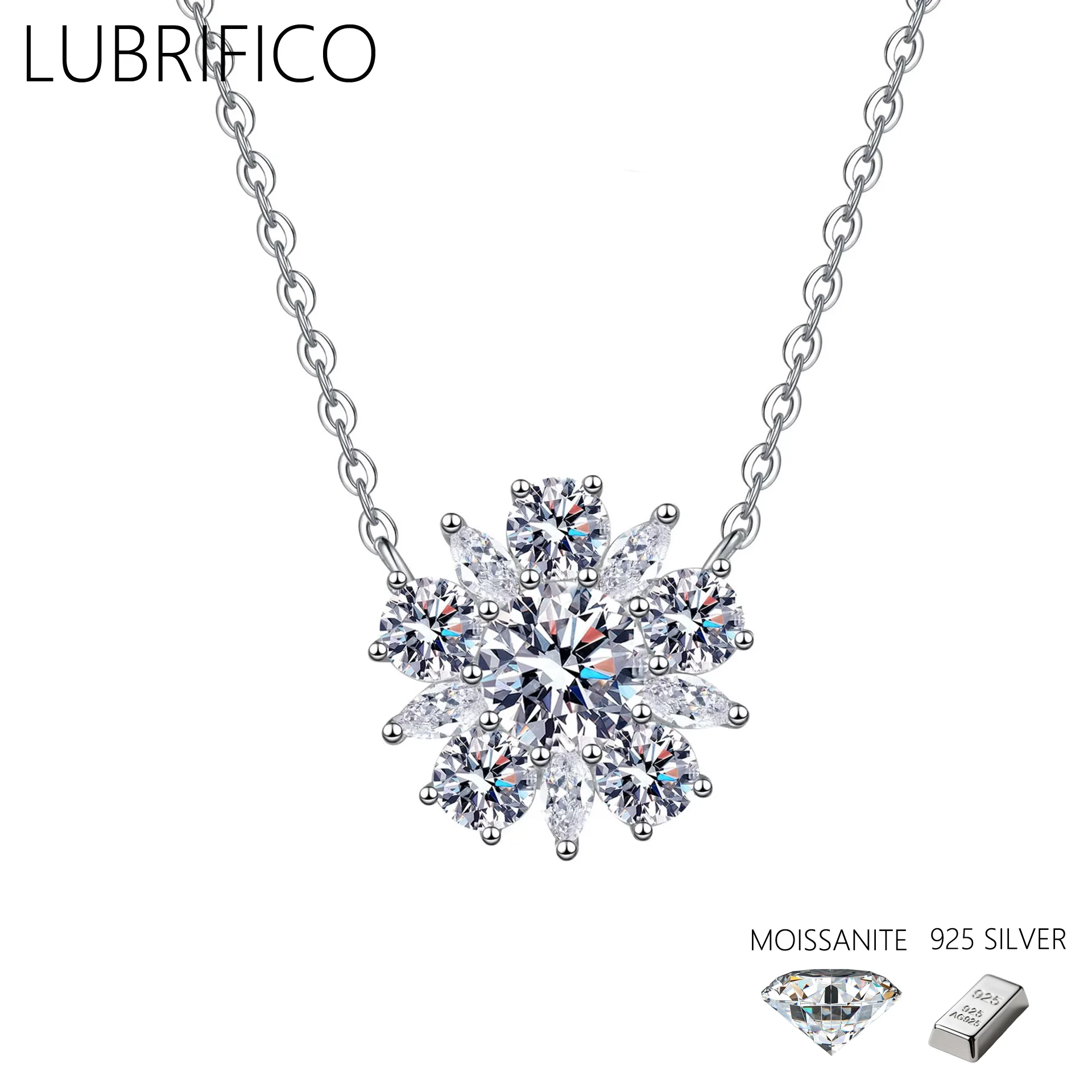 

Ожерелье в форме подсолнуха с муассанитом 1,0 карата, стерлинговое серебро 925 пробы, лабораторный кулон с бриллиантами и кисточками, женские подарки, свадебные ювелирные украшения