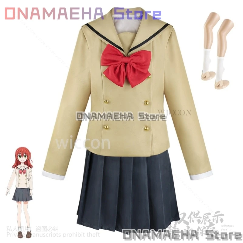 Ikuyo Kita Cosplay Costumes pour Bol et Femmes, Anime The Rock, Uniforme JK, Manteau, Robe Lolita, Perruques Rouges Imbibées, ixd'Halloween, Personnalisé