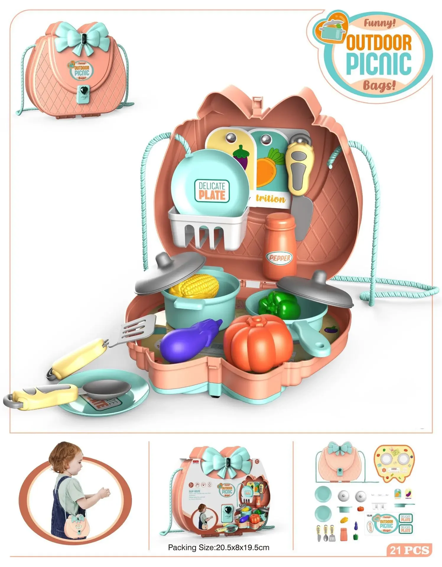 Mochila Infantil Pretend Play, Brinquedo de RPG, Doctor Kitchen Maquiagem, Caixa de Presente, Modelo de Simulação, Presentes de Natal, Decoração para Crianças