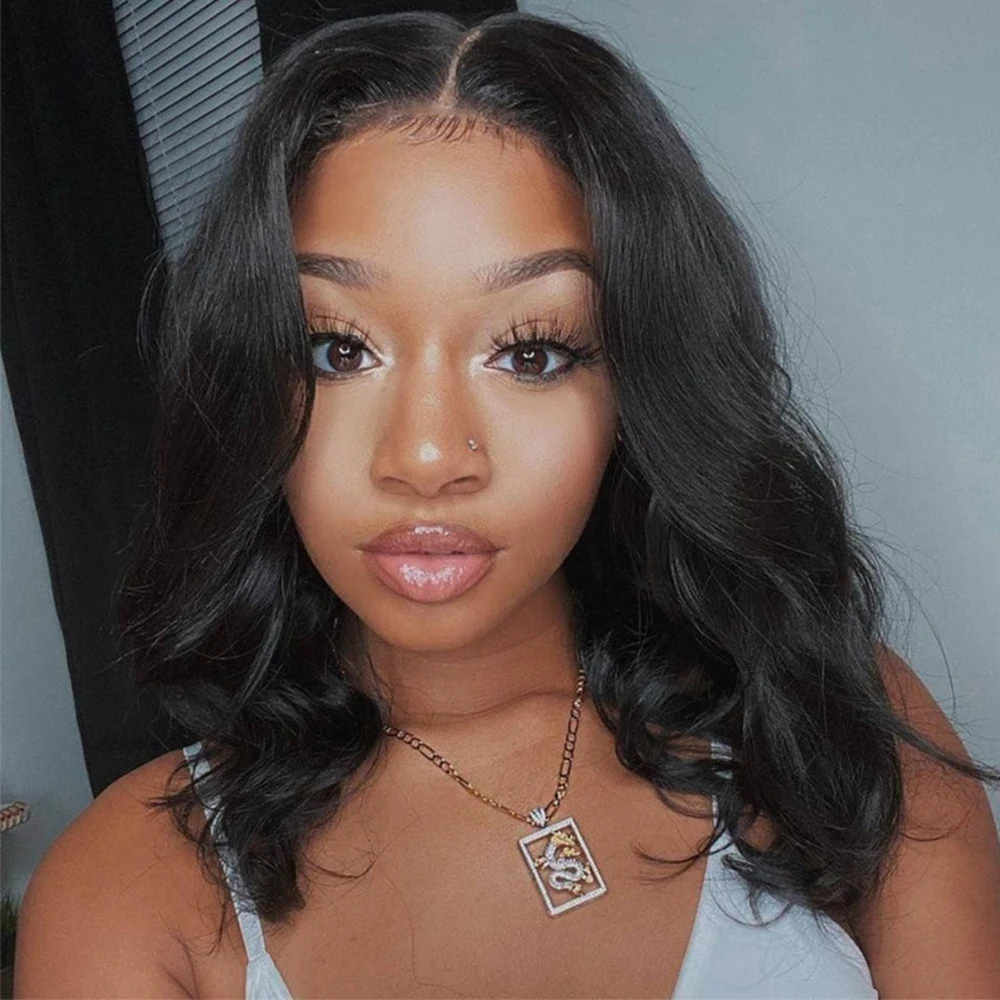 

180% Density Human Hair Lace Front Wigs Short Bob Wigs Body Wave 13X4 Lace Front Bob Wigs Pre Plucked Hairline Human Hair Wigs