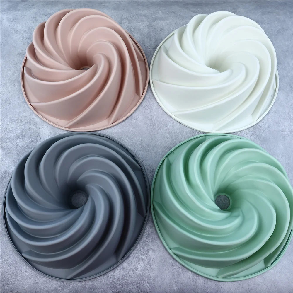 Large Spiral Shape Silicone Cake Pan moule silicone Bakeware Mold baking Tools Cyclone Shape Cake Mould