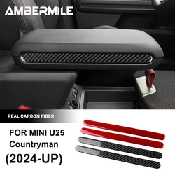 For Mini Countryman U25 2024 2025 Car Armrest Box Side Strip Sticker Interior Trim Accessories Soft Real Carbon Fiber Decoration