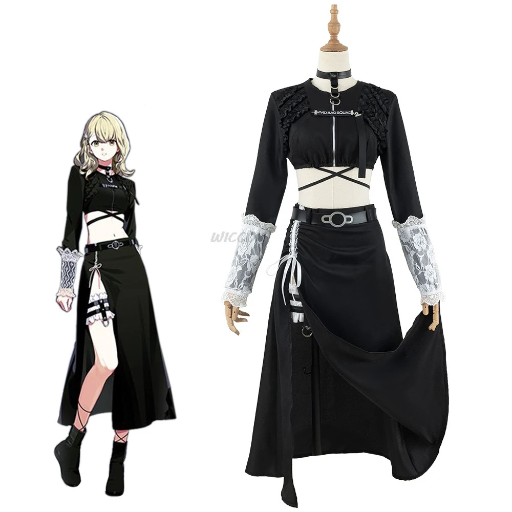 

GAME Project Sekai VBS Azusawa Kohane Cosplay Azusawa Kohane Cosplay Costume Suit All Black Suit black wigs Headwear for Cosplay