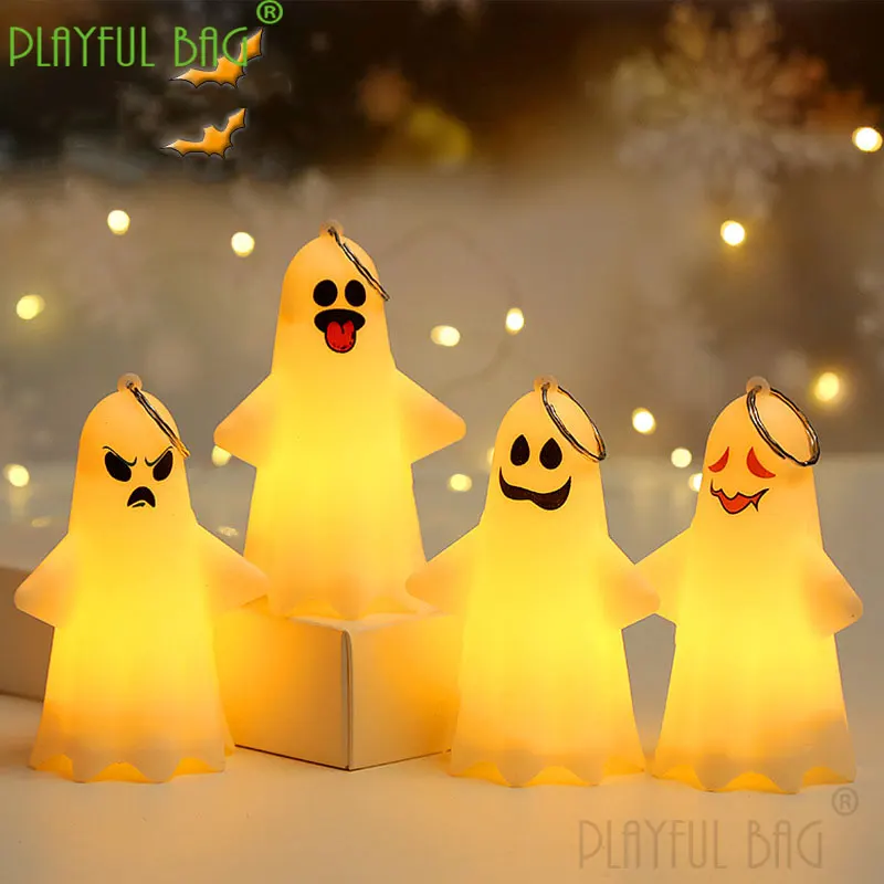 Halloween Decorative Troubler Ghost LED Candle Light Haunted House Horror Props Mini Figure Glow Party Ornament Toys VG122