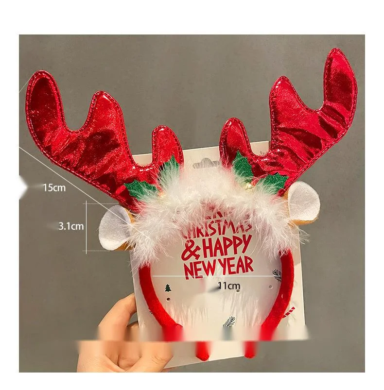 Weihnachtsclips für weibliche Hirschgeweihe, dekorative Geschenke, große Schleifen-Stirnbänder, Haar-Accessoires, Kopfbedeckungen_voghion.com