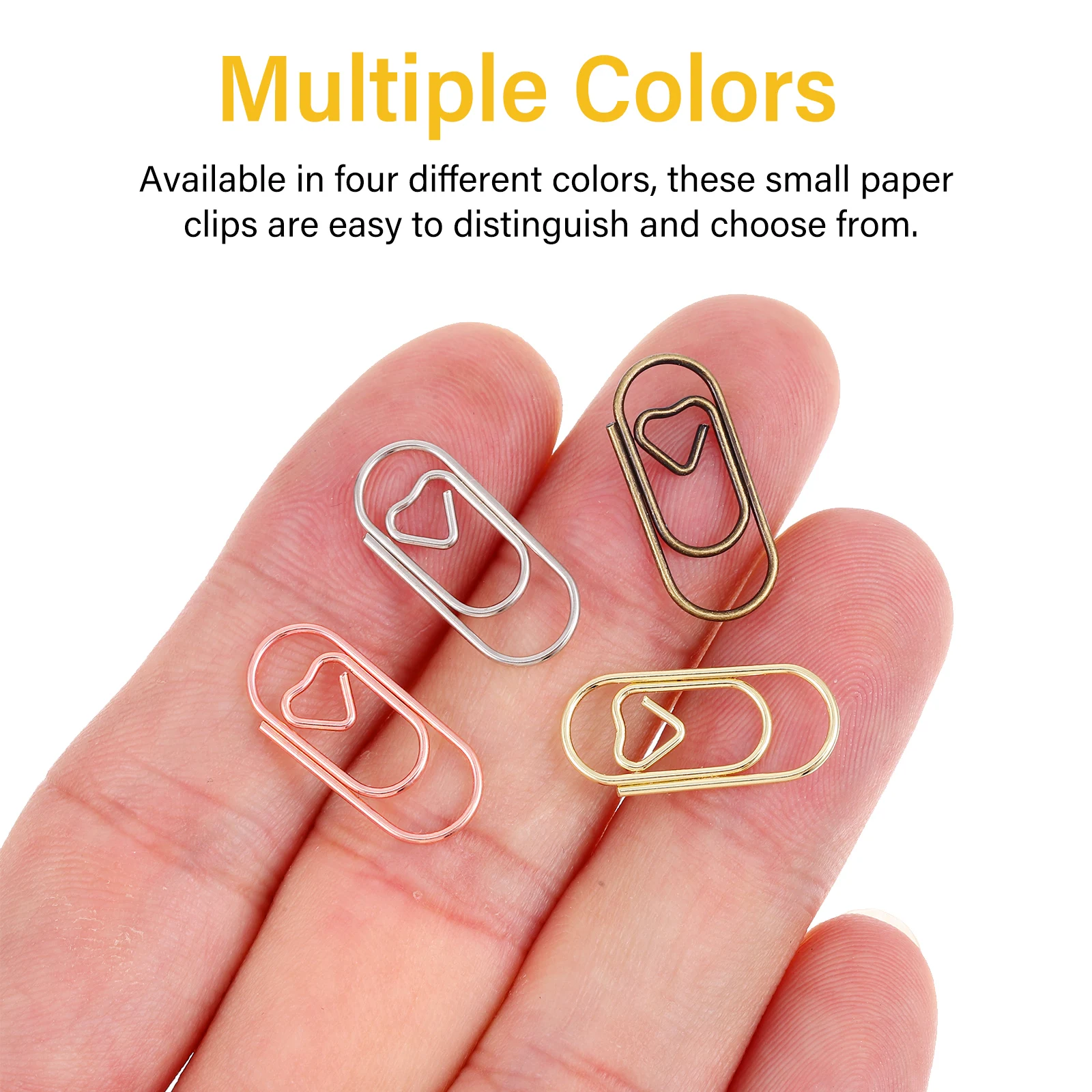 

200 pcs Mini Heart Shaped Paper Clips Gold Silver 50 50 Rose Gold Strong Metal Office Supplies School Accessories