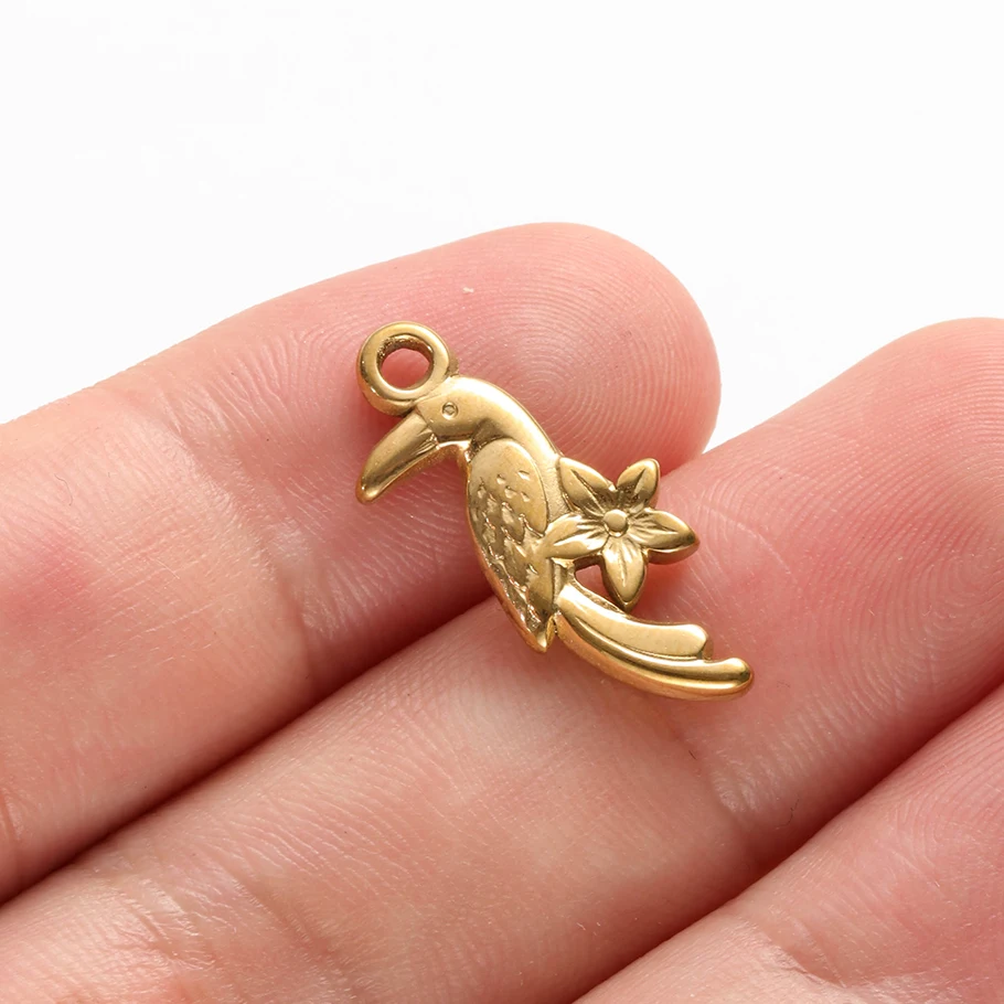 6 Stück modische Tieranhänger, Meeresschildkröten-Schwanz, Pferd, Edelstahl, Hummer, Vogel-Charms für die Schmuckherstellung, handgefertigte Schlüsselanhänger im Großhandel – Detail 20