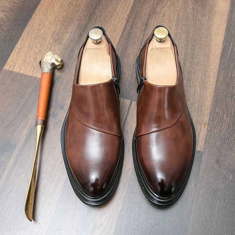 

Men's leather shoes, suits, formal attire, business, leisure, weddings, work, versatile, retro, one foot leather shoes