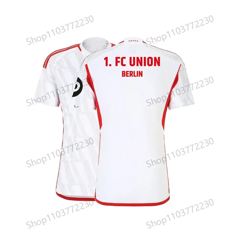 BBerlin Alliance 3D letter Round neck short sleeved T-shirt in red and white, suitable for sports competitions in the Bundesliga