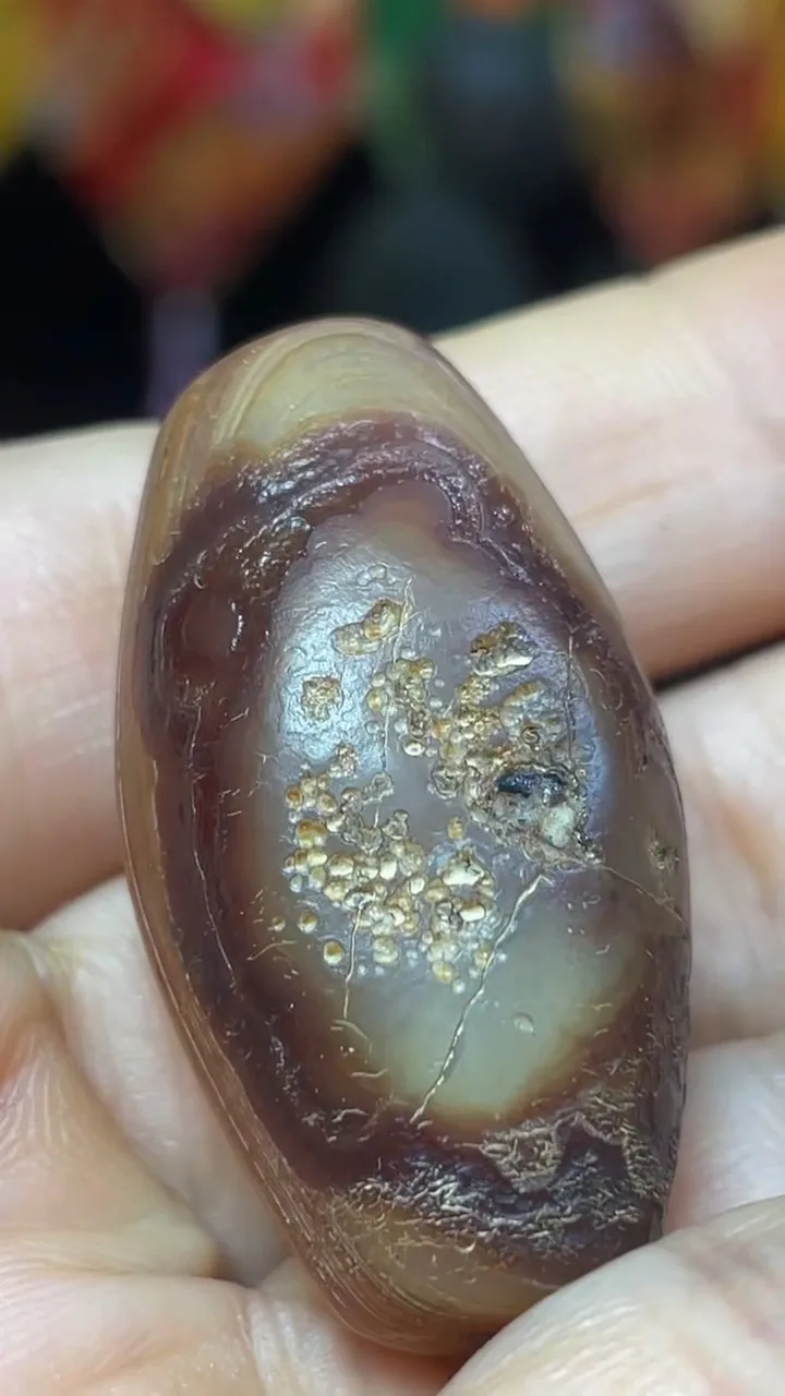 Tibetan Nepalese Himalayan Bead Ancient agate Old Dzi Talisman 1 eye Bead Amulet