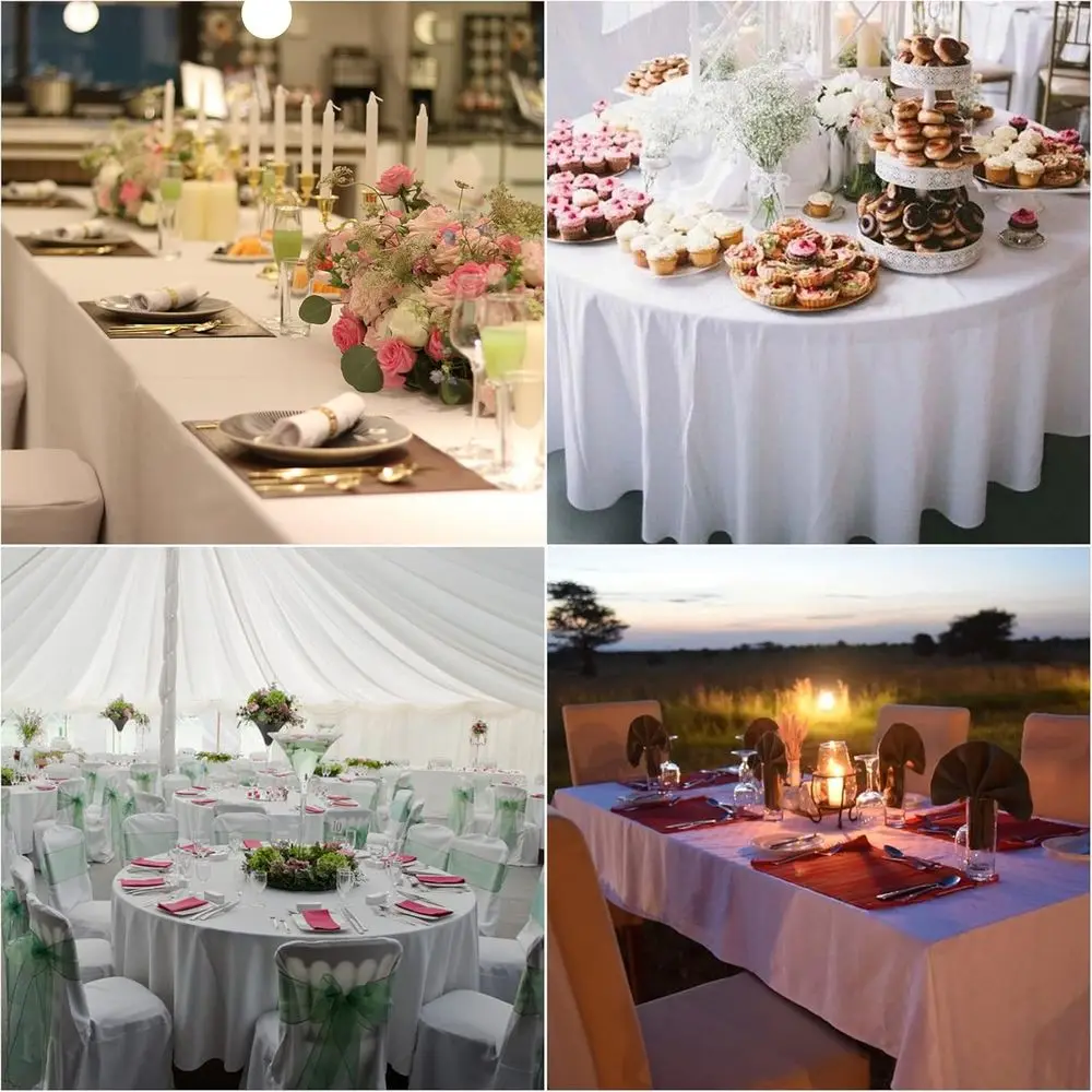 Waterproof 60x120 Rectangle Tablecloth, Stain & Wrinkle Resistant, Polyester for Kitchen, Dining, Weddings & Parties - White