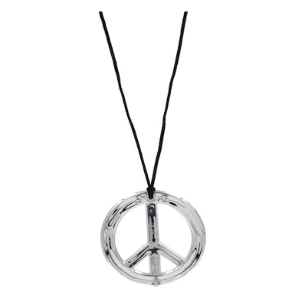 PESENAR Peace Logo Accessory Set (including sunglasses, patterned neckband, leopard print earrings, silver necklace)