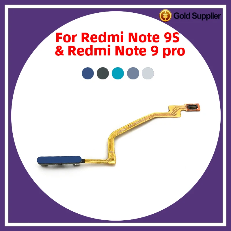 Original For Xiaomi redmi note 9S note 9 pro Fingerprint Sensor Home Return Key Menu Power Button Flex Ribbon Cable