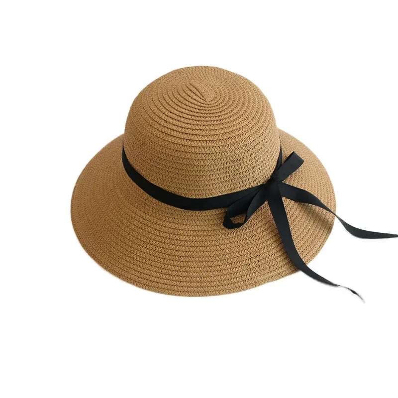 Summer Women Straw Hat Bowknot Wide Brim Floppy Panama Hats Female Lady Outdoor Foldable Beach Sun Cap Accesorios Playa