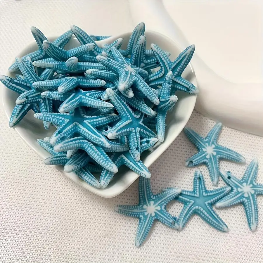 1/5/10/20/50/100pcs Blue Handmade Bohemian Beach Seaside Starfish Marine Life Pendant Accessories for Jewelry Bracelet Necklace