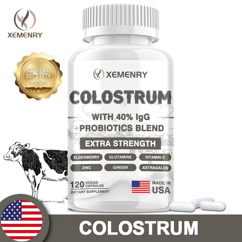 Colostrum Capsules - 40% LgG - Support Intestinal and Digestive Health, Hair, Nails, Skin and Muscle Health