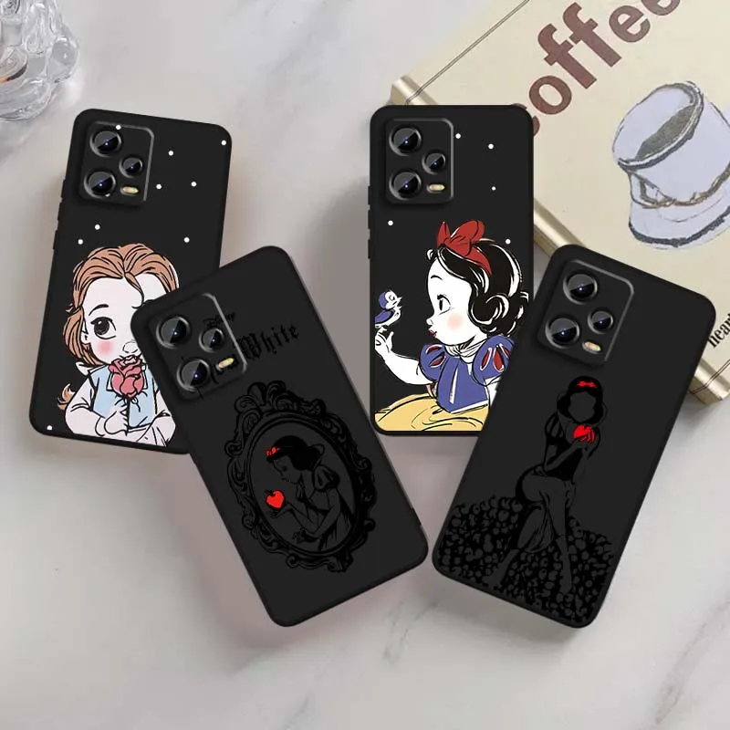 

Disney Princess Snow White Art Phone Case For Xiaomi Redmi Note 14 13 12 12S 11E 11 11S 11T Pro Plus 4G 5G Black Soft TPU Cover