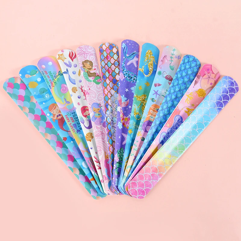 

12 Pcs Mermaid Slap Bracelets For Kids Girls Snap Bracelet Bands Mermaid Toys Party Decoration Favors Classroom Prize Gifts