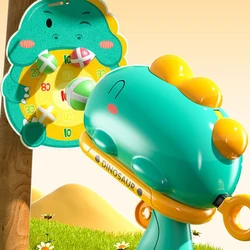 Juego de juguetes de lanzamiento de bolas adhesivas de dinosaurio, juego de pistola de tiro, tablero de dardos, objetivo de bala suave para interiores y exteriores, regalo de cumpleaños para niños y niñas