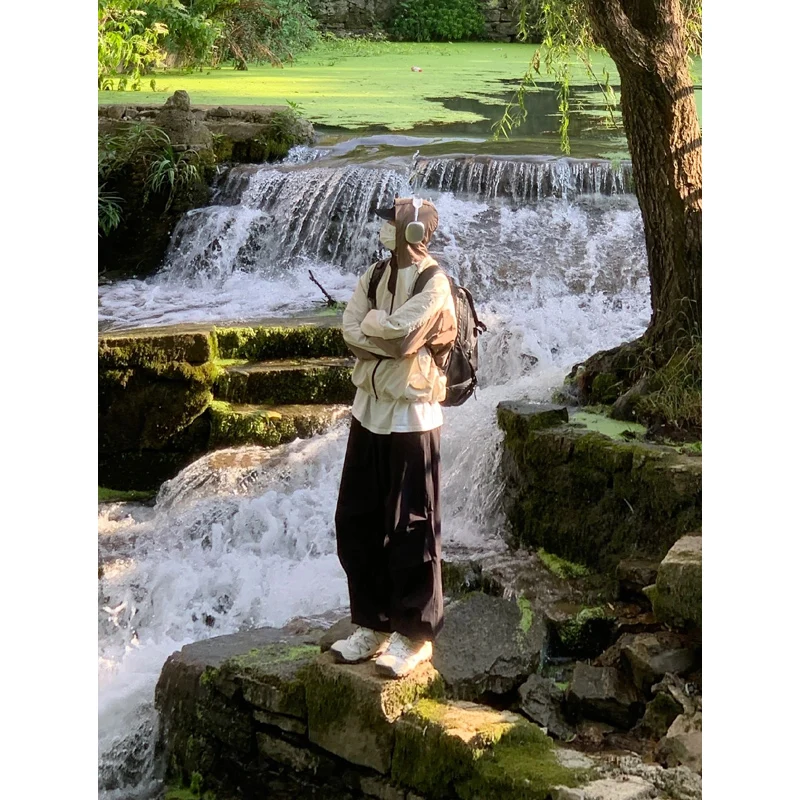 

Outdoor Hiking Mountain Climbing Trousers Men's Trendy American High Street Workwear Pants Dstring Cuffed Cool Haome