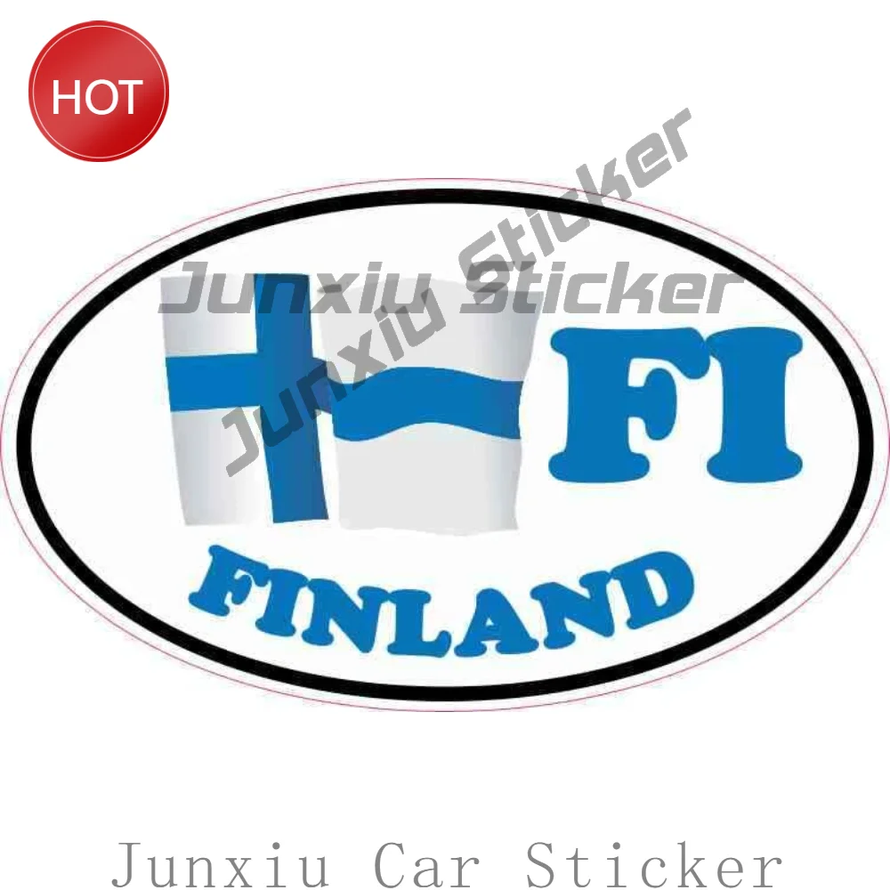 Oval FI Finland Flag PVC Car Sticker Novelty Decal For Car Door And Rear Window Vehicle Decoration Automotive Accessories