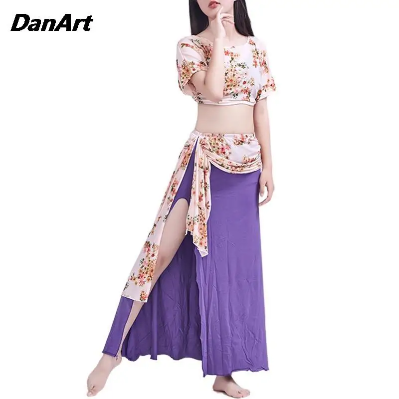 Vestido feminino feminino de duas peças, roupa sexy para praticar dança do ventre, traje de dança oriental para senhoras, roupas de performance