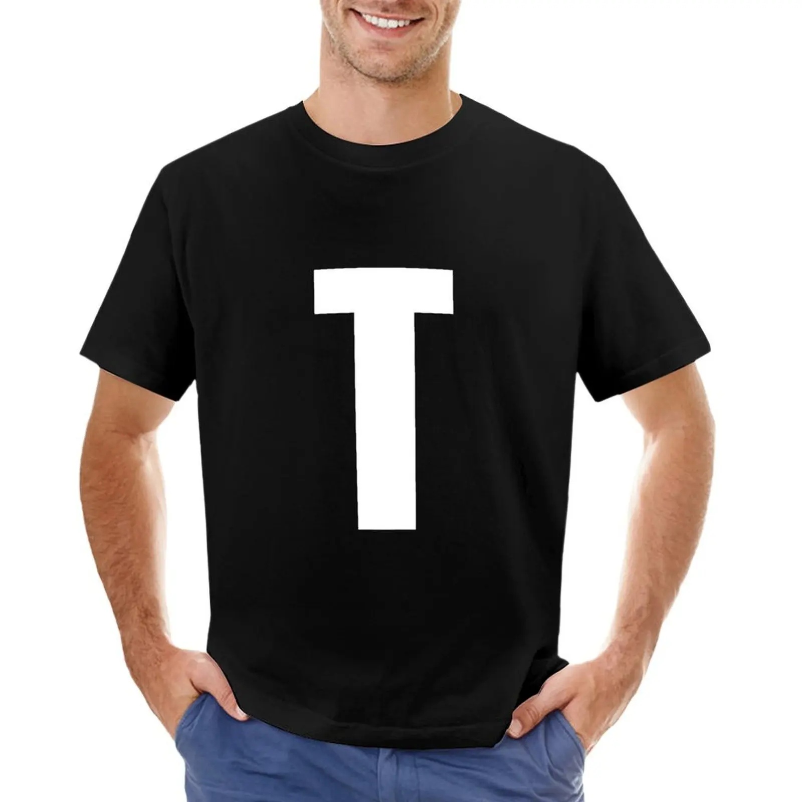 

T Letter of ABC. Letter T. T-shirt blacks Short sleeve tee t shirts for men pack