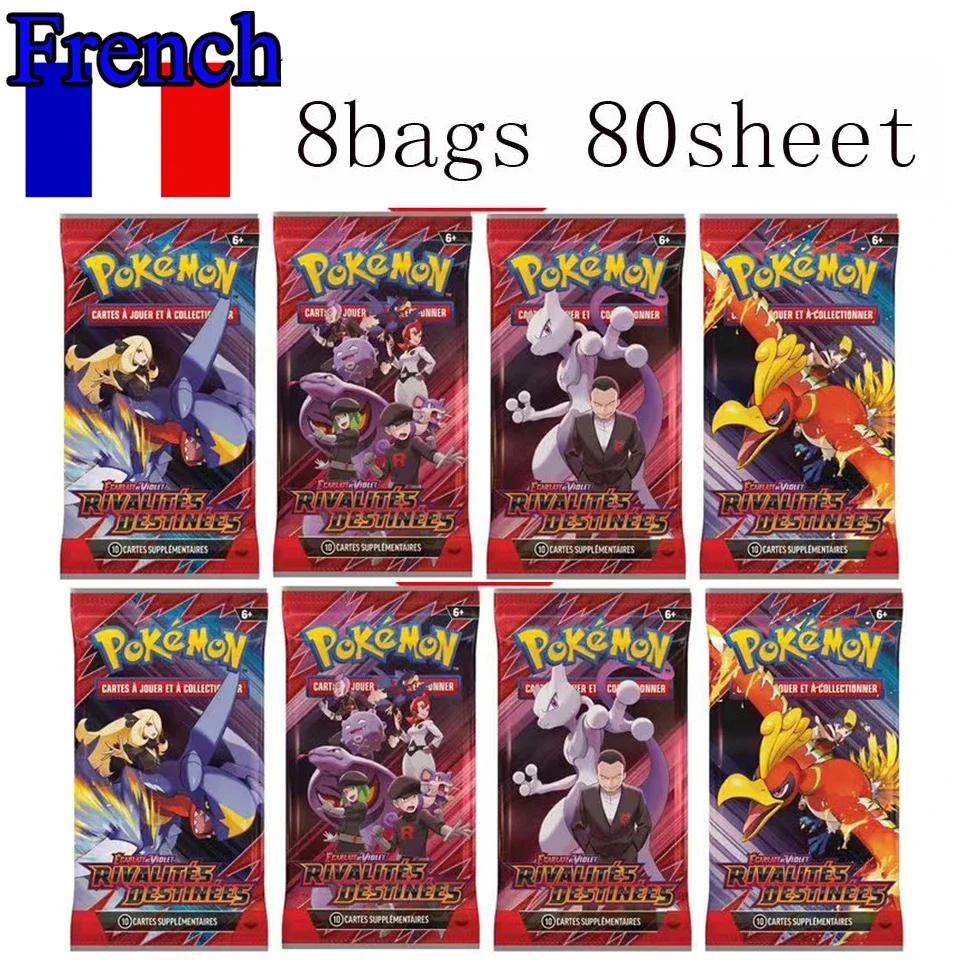 4-8 عبوات صندوق بوكيمون فرنسي TCG: Ecarlet & Violet Etsncelles Astral Radiance Obsidian Flames Booster Box Pokemones لعبة ببطاقات ورقية #3