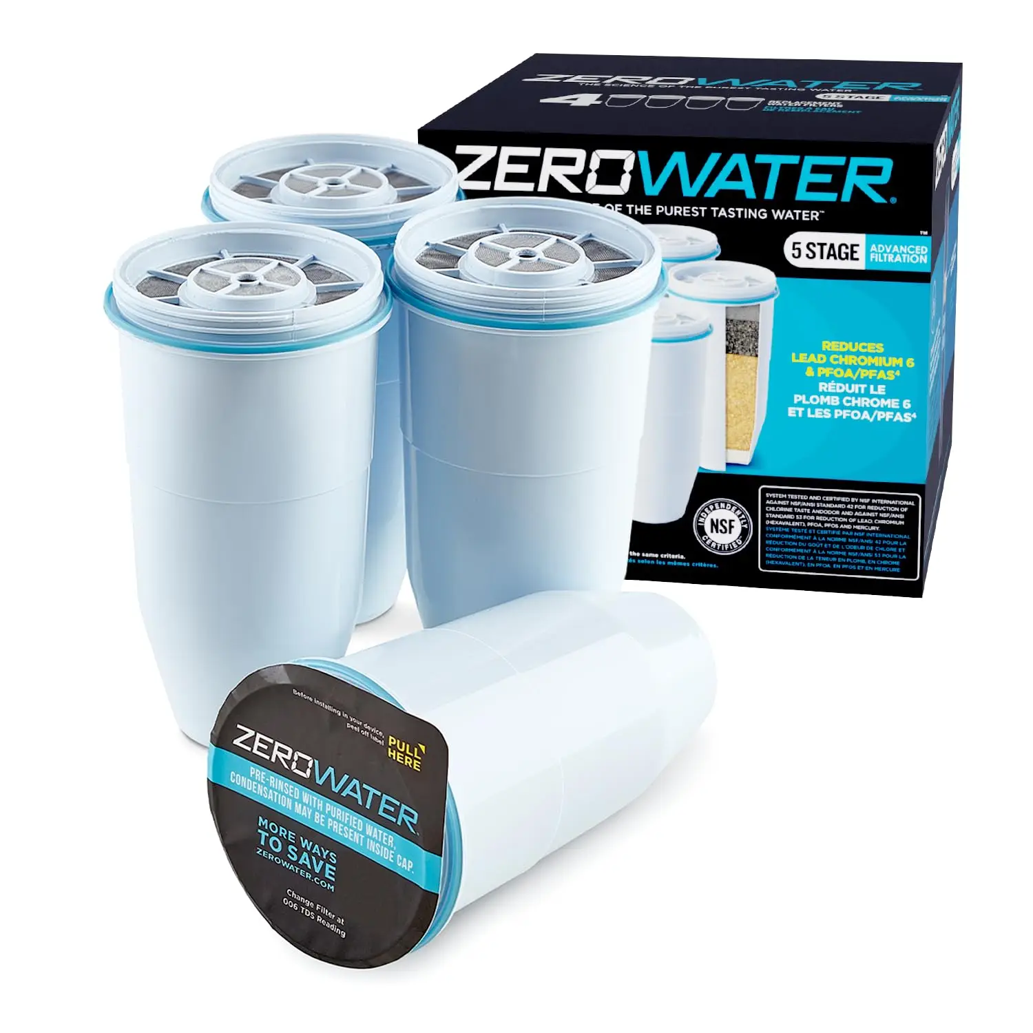 ZeroWater officieel vervangingsfilter - 5-traps 0 TDS-waterfiltervervanging IAPMO gecertificeerd om lood, chroom te verminderen
