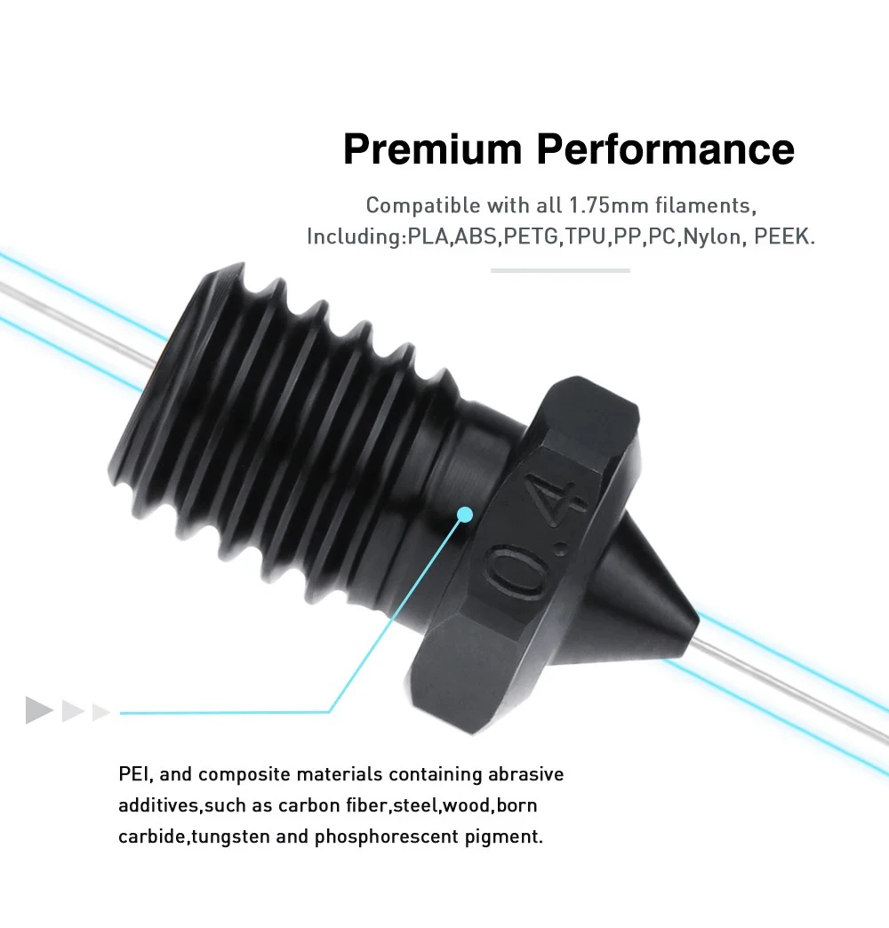 หัวฉีด V6 E3d โคลน CHT หัวฉีดเครื่องพิมพ์3D หัวฉีด E3d หัวฉีด0.2 0.4 0.6 0.8เหล็กกล้าที่ไหลได้สูงสำหรับ E3d Mk3s ปรูซ่าชุด V6ร้อน